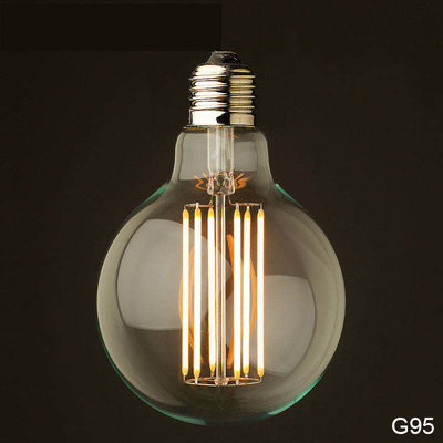 110 lm/w E26 E27 9W G125 G95 Λάμπα με φωτεινό ρεύμα LED με λειτουργία χαμηλής ακτινοβολίας και γυαλί κεχριμπάρι